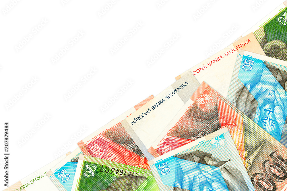 Obraz premium some slovak koruna banknotes with copyspace
