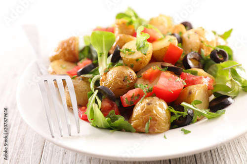 vegetable salad with potato  tomato and olive
