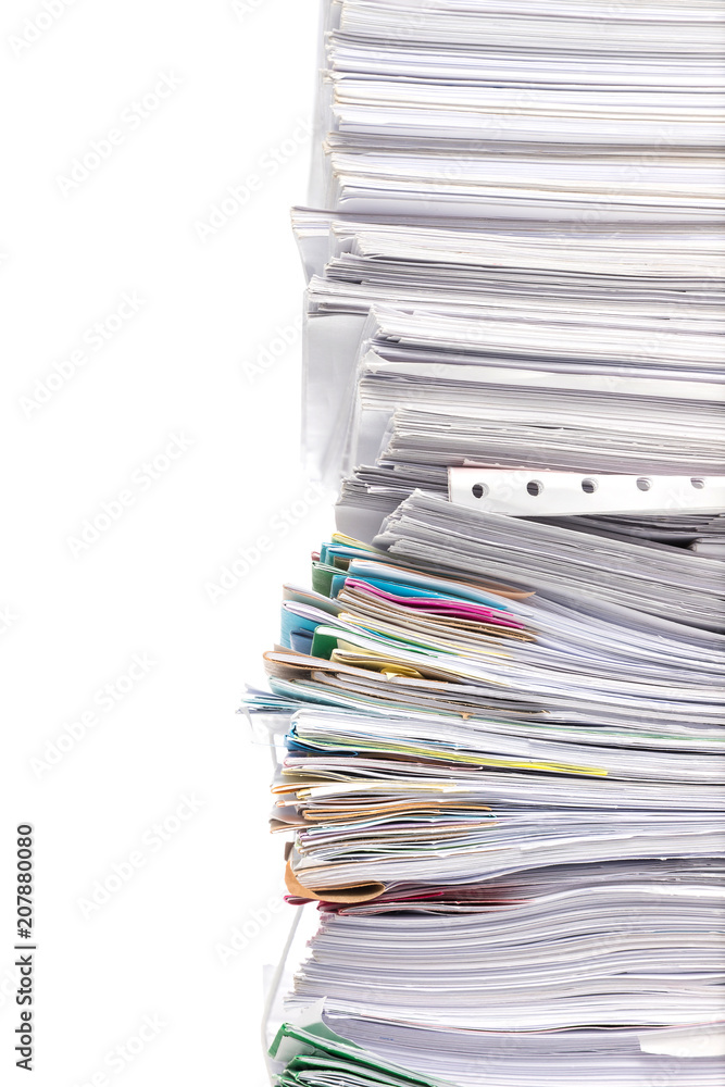 Stack of business document papers isolated on white background Stack of business document papers isolated on white background
