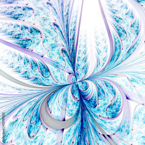 Light blue fractal flower, digital artwork for creative graphic design