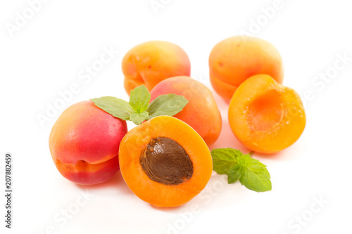 fresh apricot on white