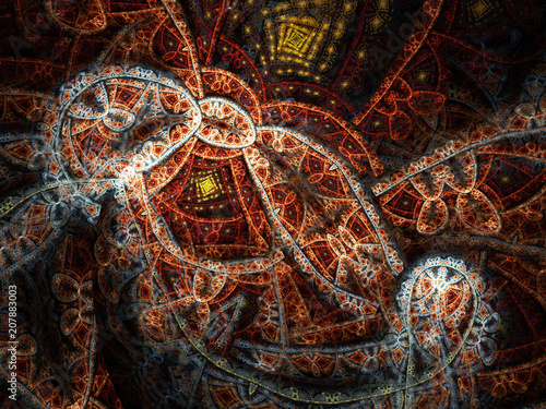 Dark fractal clockwork pattern  digital artwork for creative graphic design