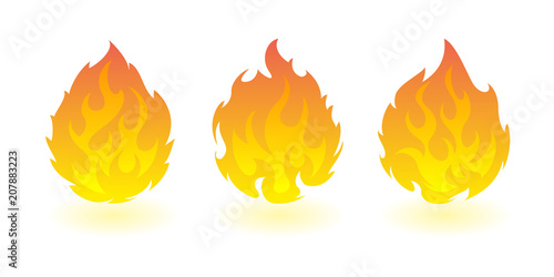 Fireballs. Set of vector fire design elements