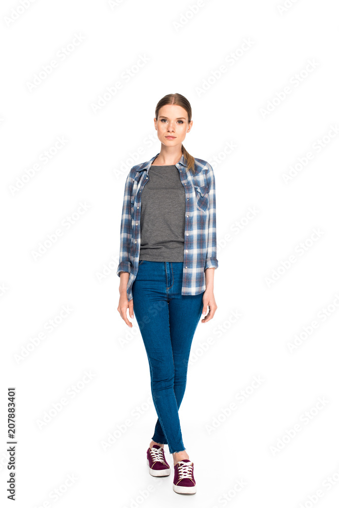 young attractive woman posing isolated on white background