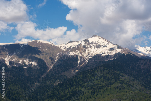 Fototapeta Naklejka Na Ścianę i Meble -  Caucasus mountain range at an altitude of 2320 m in Sochi April 2018