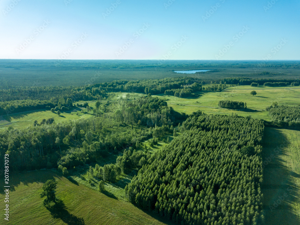Fototapeta premium drone image. aerial view of empty cultivated fields