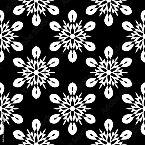 Black and white floral seamless pattern