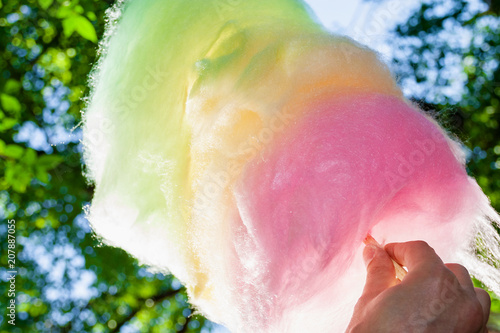 Fotografía Colorful cotton candy. Closeup, selective focus