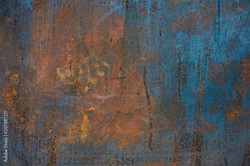 Old metal sheet of iron with rust. Abstract background.