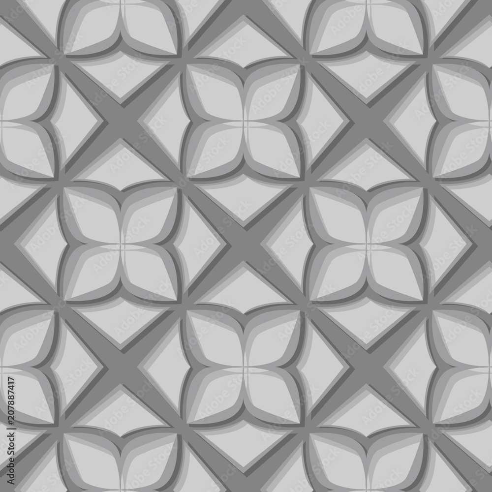 Fototapeta premium Seamless floral pattern. Gray 3d designs