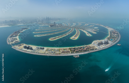 Dubai Palm artificial Island from hydroplane