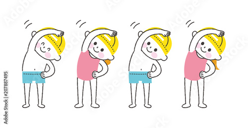 準備体操をする子供たち