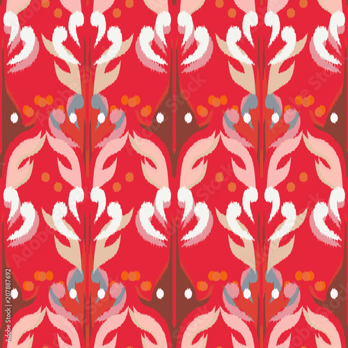 Ikat seamless pattern  as cloth  curtain  textile design  wallpaper  surface texture background