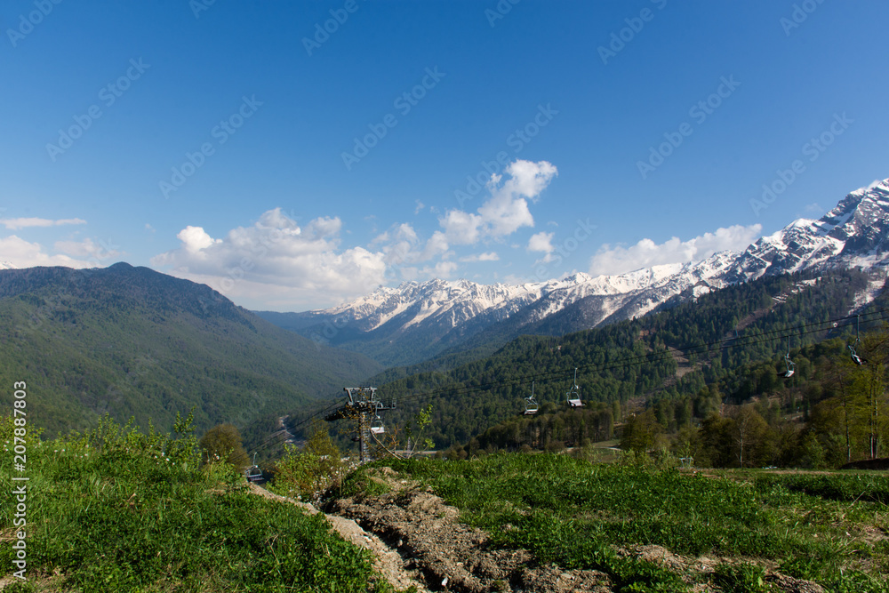 Caucasian ridge at an altitude of 1600 m in Sochi April 2018