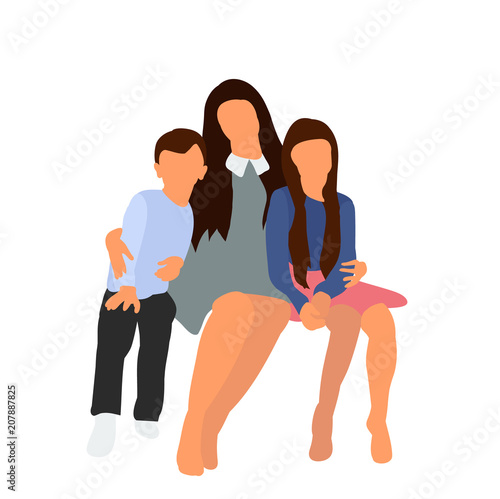 silhouette of mum and children sitting