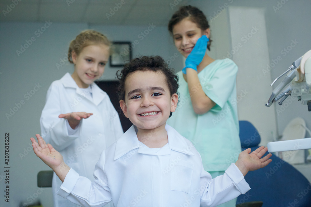 Playing dentist in the dental office. Playing dentist in the dental office.