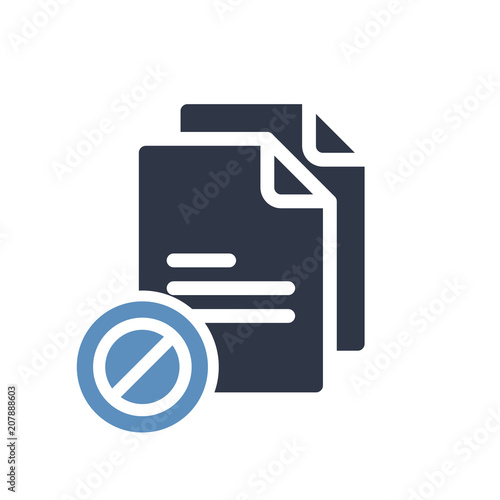 Copy icon, signs icon with not allowed sign. Copy icon and block, forbidden, prohibit symbol
