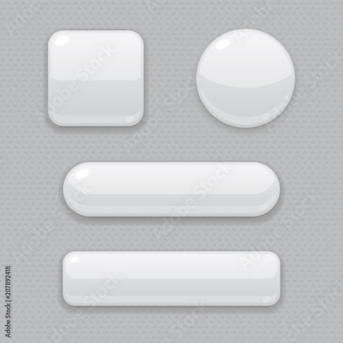 White buttons. 3d web icons on gray background