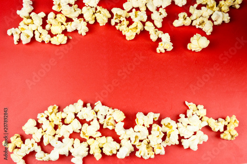 Popcorn frame. Food concept. Empty space for text