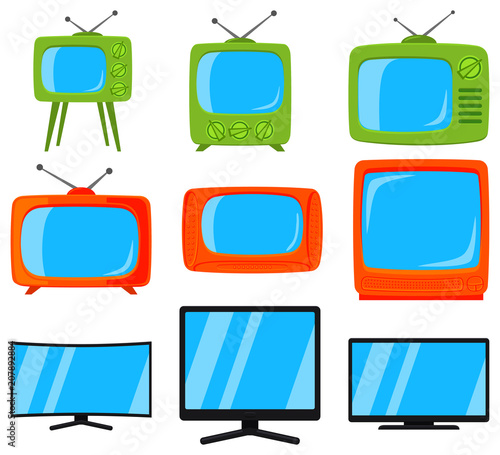 Cartoon colorful 9 tv element set