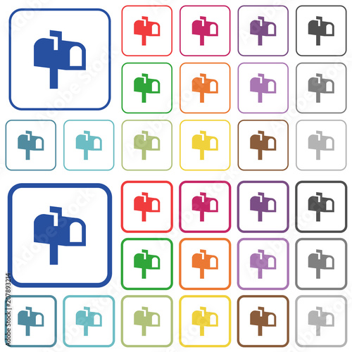 Mailbox outlined flat color icons