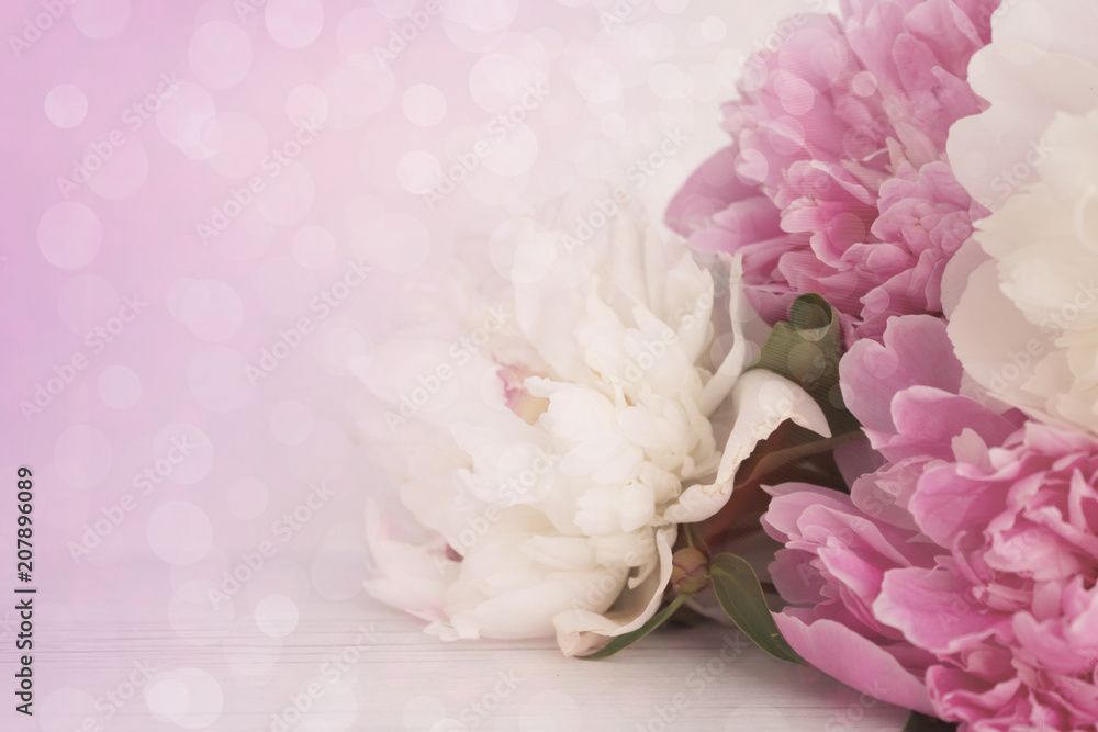 light floral background of peonies