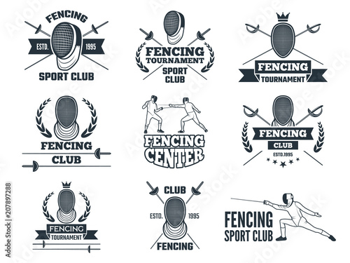 Fotografija Labels set for fencing sport