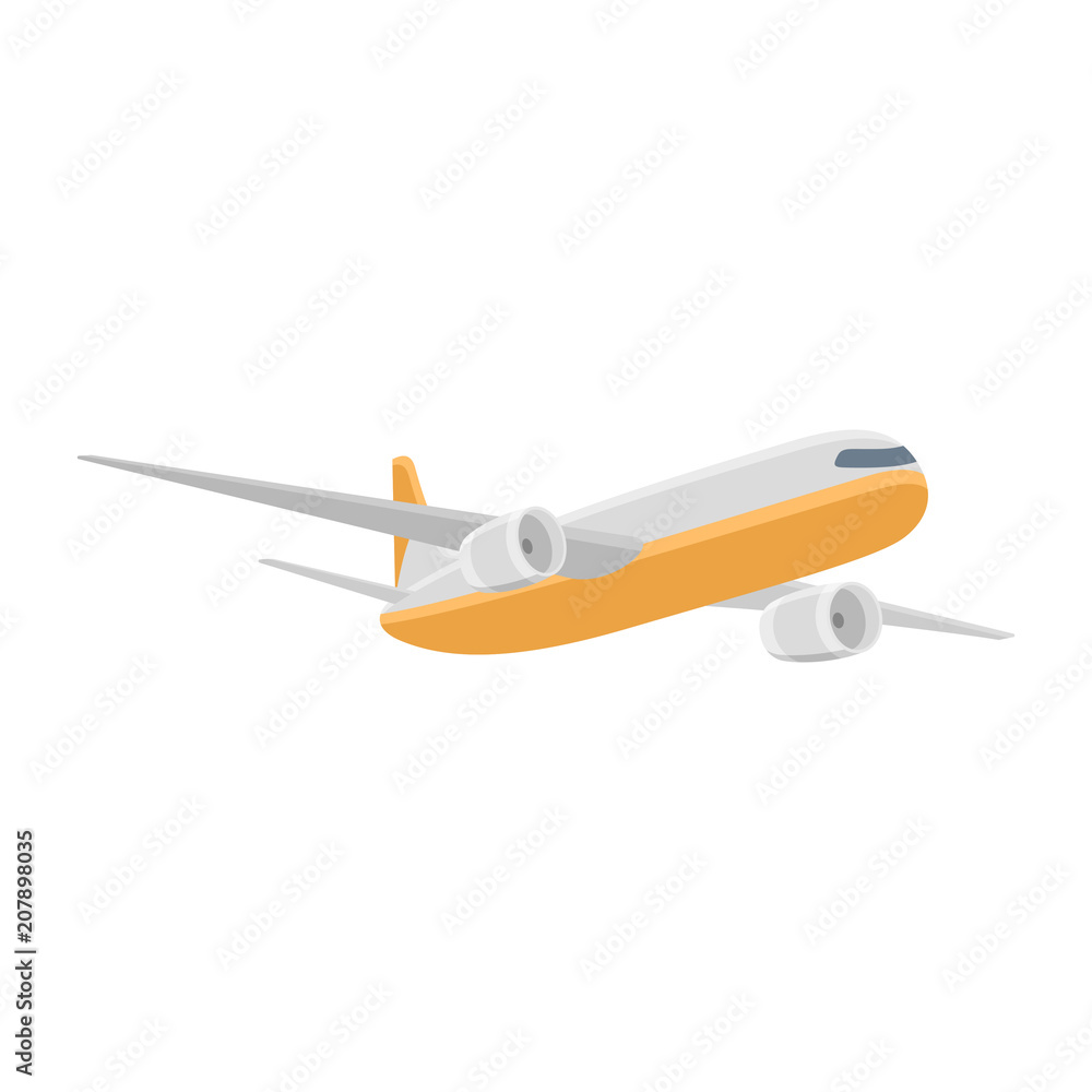 Airplane isolated vector illustration. Plane flying in the sky. Flat style image
