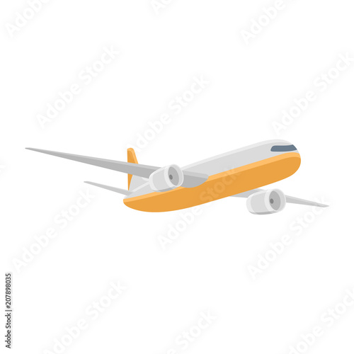 Airplane isolated vector illustration. Plane flying in the sky. Flat style image