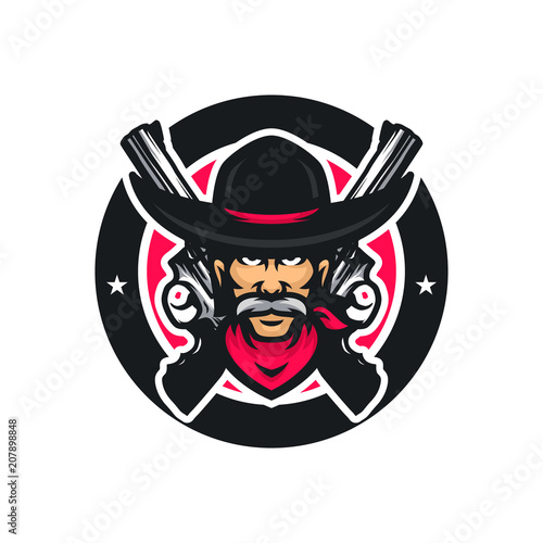 Cowboy vector mascot icon illustration 