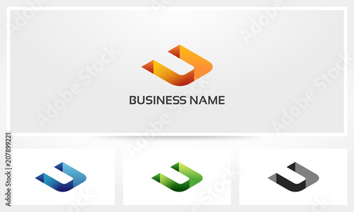 U Letter Hole Alphabet Excavation Logo