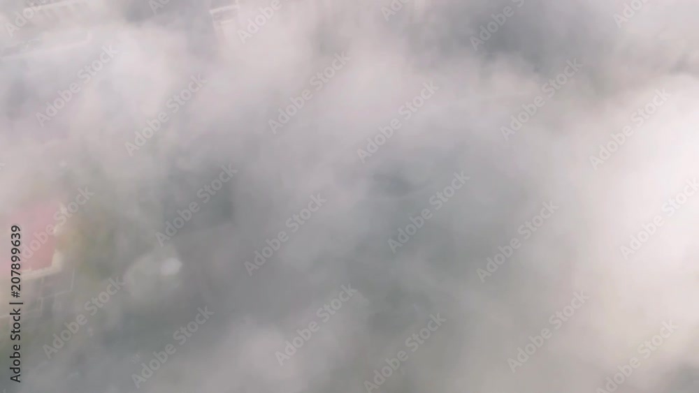 City in fog epic aerial view/ drone camera shot Ufa Bashkortostan Russia / aerial photography City in fog epic aerial view/ drone camera shot Ufa Bashkortostan Russia / aerial photography