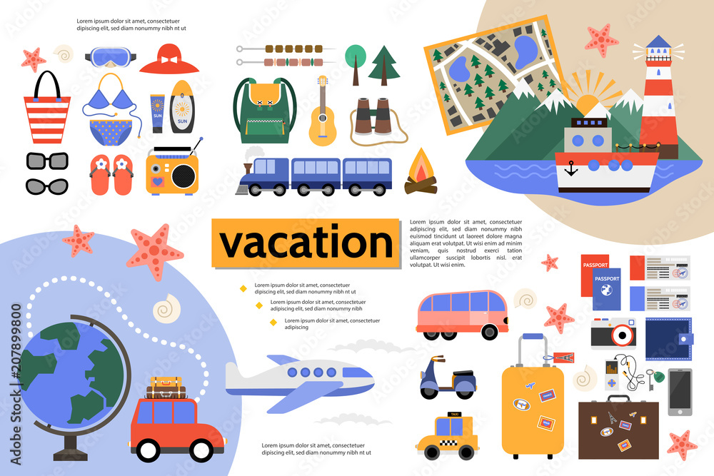 Flat Summer Vacation Infographic Concept Flat Summer Vacation Infographic Concept