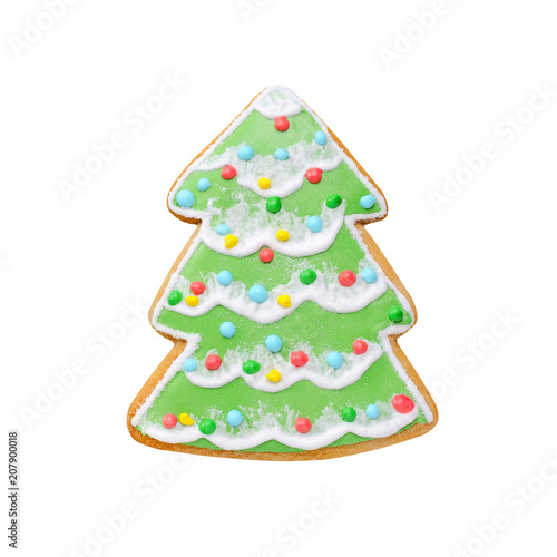 Wallpaper Mural cookie christmas tree with snow isolated on white Torontodigital.ca