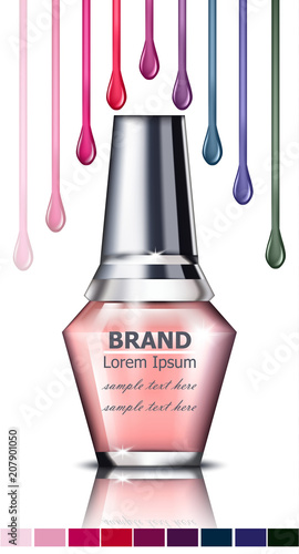 Nails polish product packaging Vector mock up. Realistic tube. place for texts