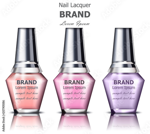 Nails polish product packaging Vector mock up. Realistic tube. place for text