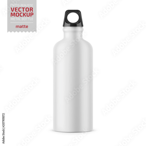 White metal water bottle template.