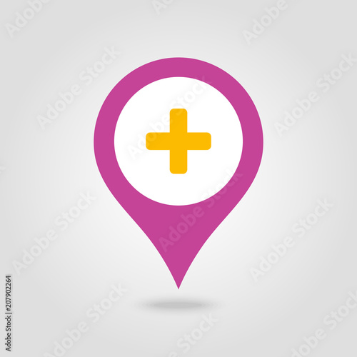 Plus, Hospital ,Pharmacy, Clinic pin map icon.