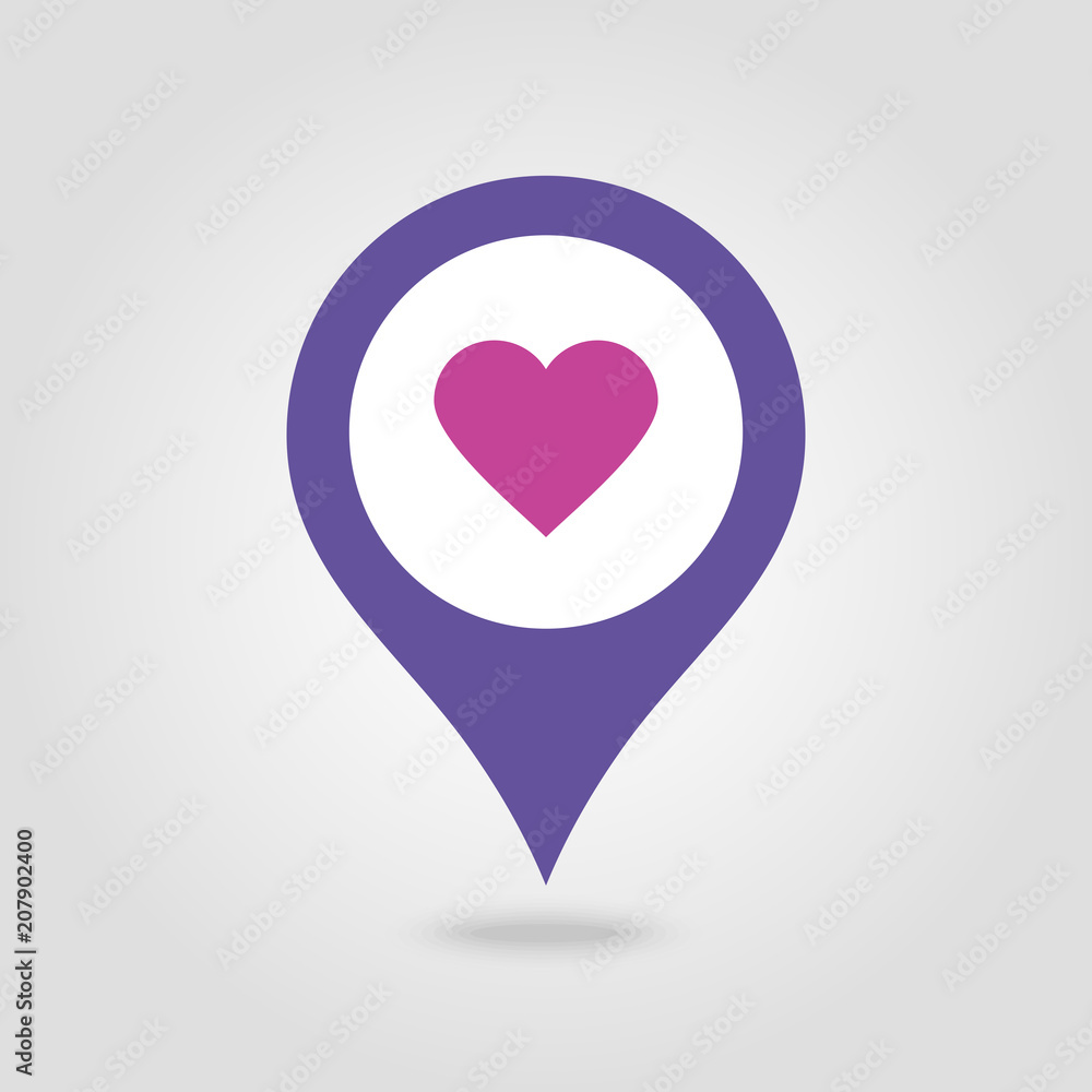 Heart pin map icon. Map pointer, markers. Heart pin map icon. Map pointer, markers.