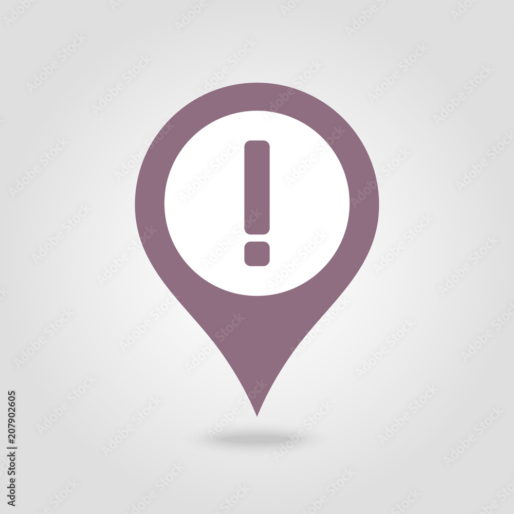 Warning attention, exclamation mark pin map icon Warning attention, exclamation mark pin map icon