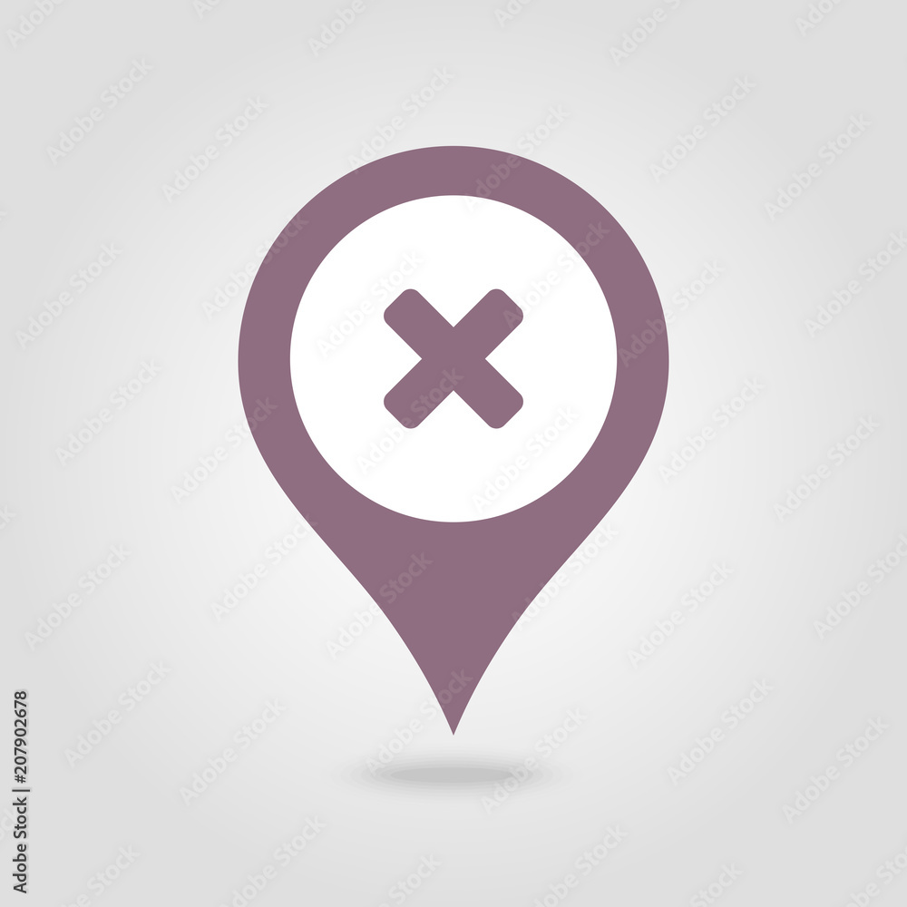 Obraz premium Delete pin map icon. Map pointer, markers.