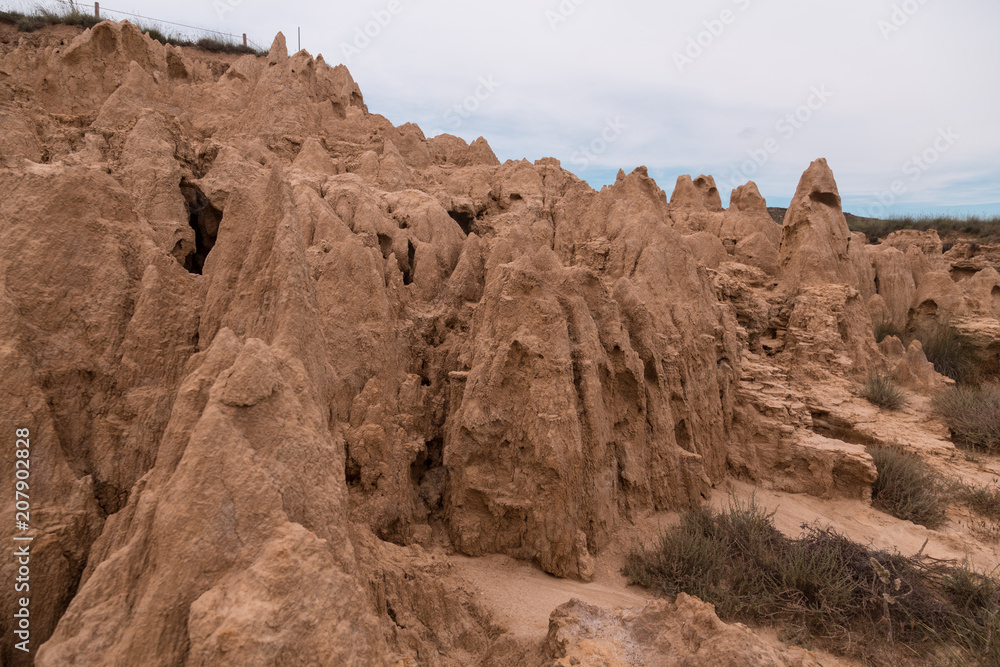 Landscape of geological formations of Aguadem de Valdemira or also called Aguaral de Valpalmas in zaragoza spain