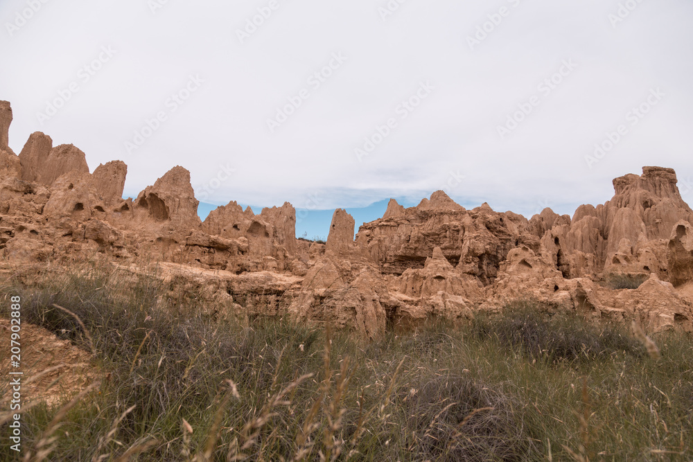Fototapeta premium Landscape of geological formations of Aguadem de Valdemira or also called Aguaral de Valpalmas in zaragoza spain