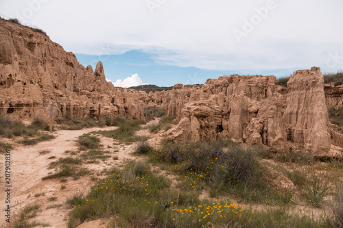 Landscape of geological formations of Aguadem de Valdemira or also called Aguaral de Valpalmas in zaragoza spain