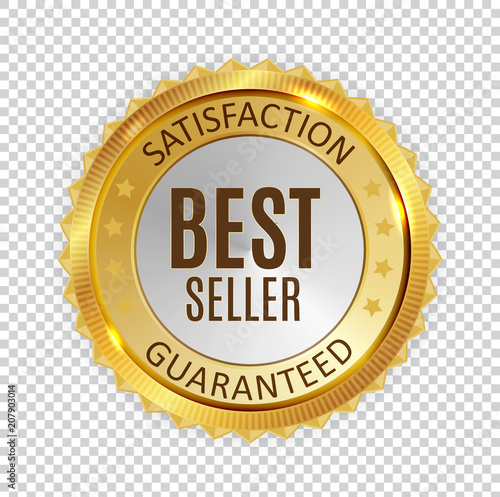 Best Seller Golden Shiny Label Sign. Vector Illustration