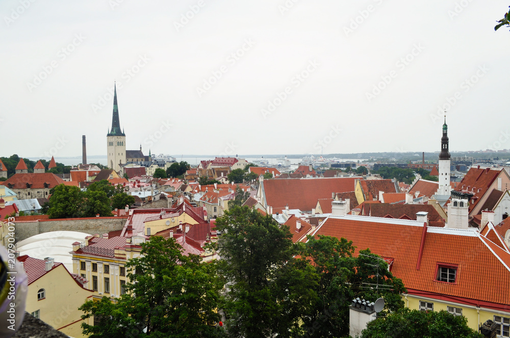 old streets, houses and roofs of the Old Town in Tallinn