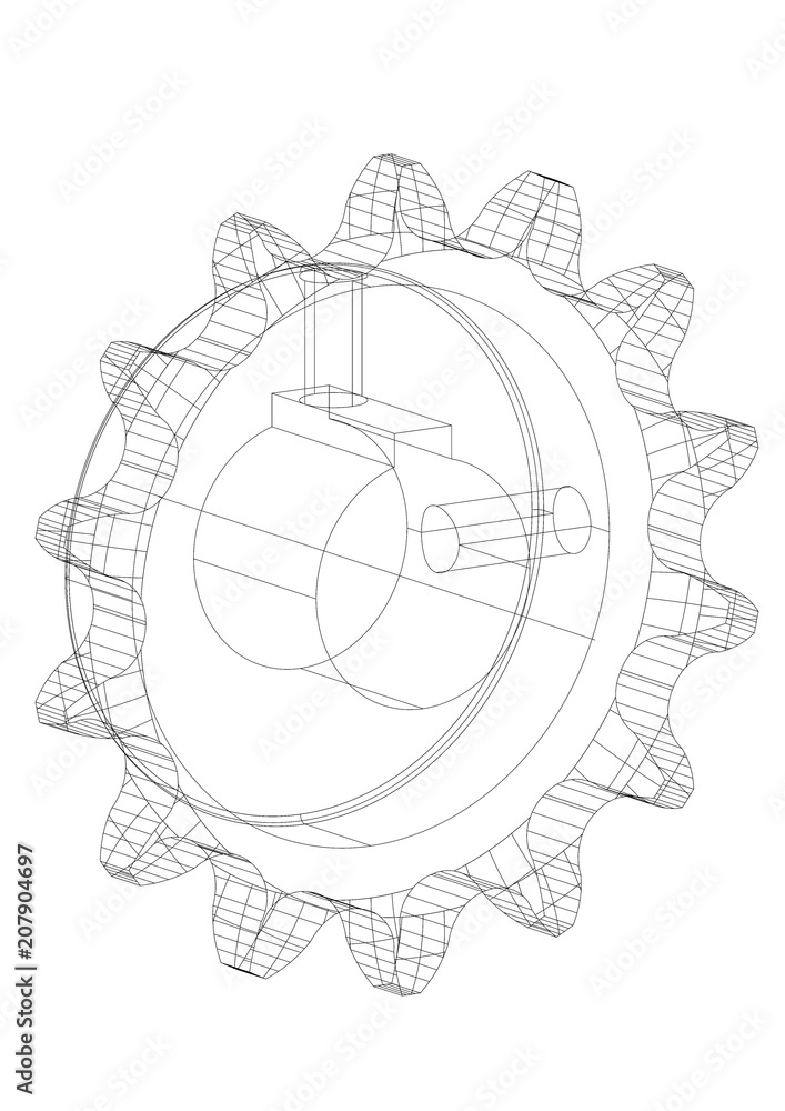 Teeth sprocket Architect blueprint - isolated Teeth sprocket Architect blueprint - isolated