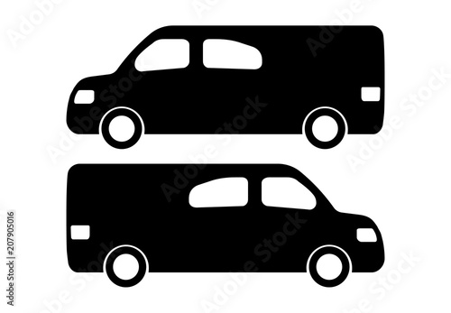 Two black car silhouettes on a white background. Vector illustration. 