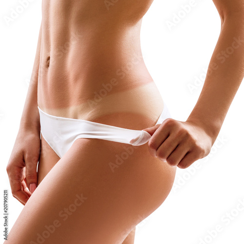 Perfect female buttocks with trail of sunburn.