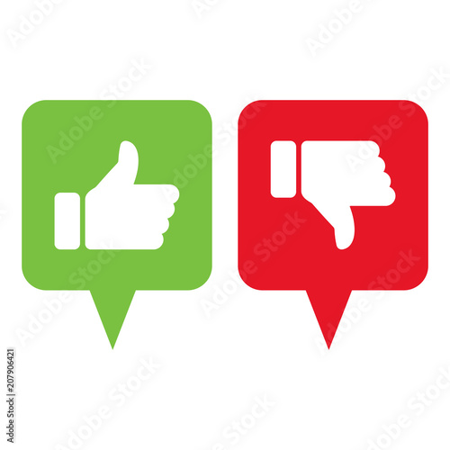 Vector like and dislike icons. Thumbs up and down.